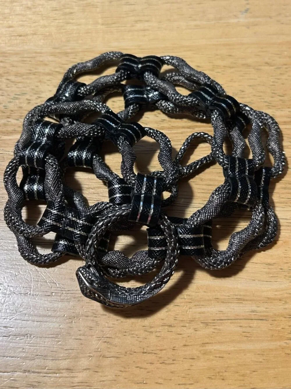 Womens Unbranded Silver Black Metal Python Snake Head Chain Link Waist Belt M